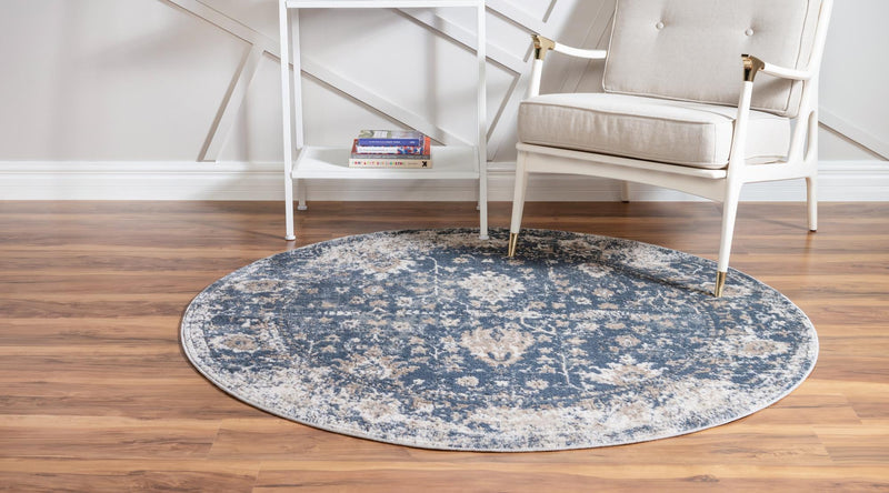 Cascade Range Collection Area Rug - Shasta (Blue) Round Blue lifestyle 3