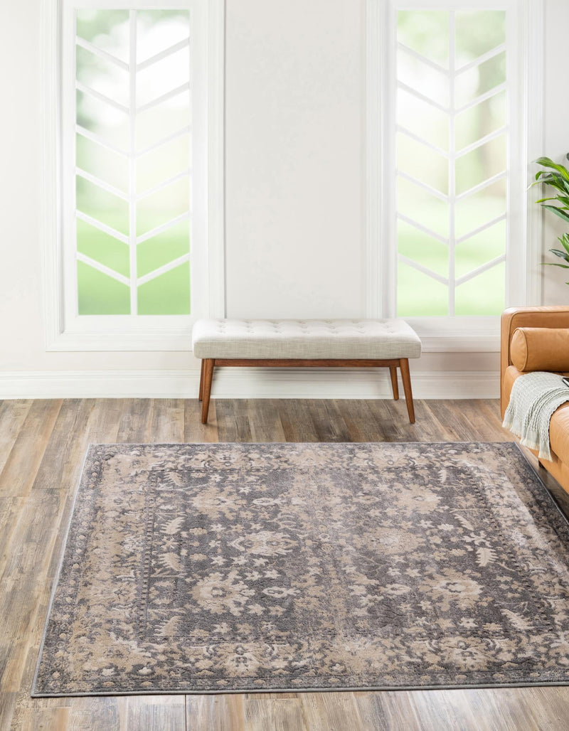 Cascade Range Collection Area Rug - Shasta (Gray) Square Gray lifestyle 0