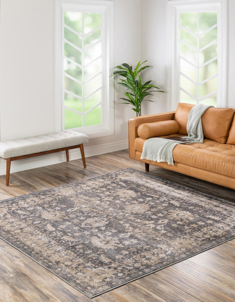 Cascade Range Collection Area Rug - Shasta (Gray) Square Gray lifestyle 4