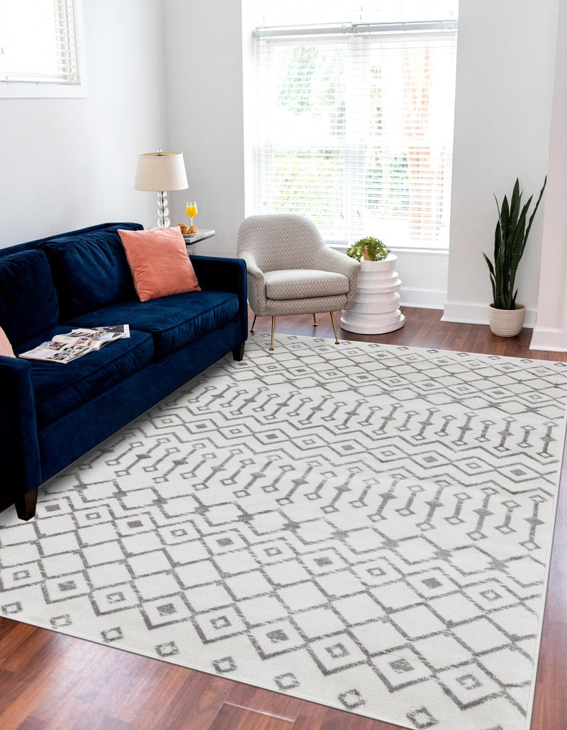 Marrakech Lattice Collection Area Rug - Medina (Ivory) Rectangle Ivory lifestyle 0