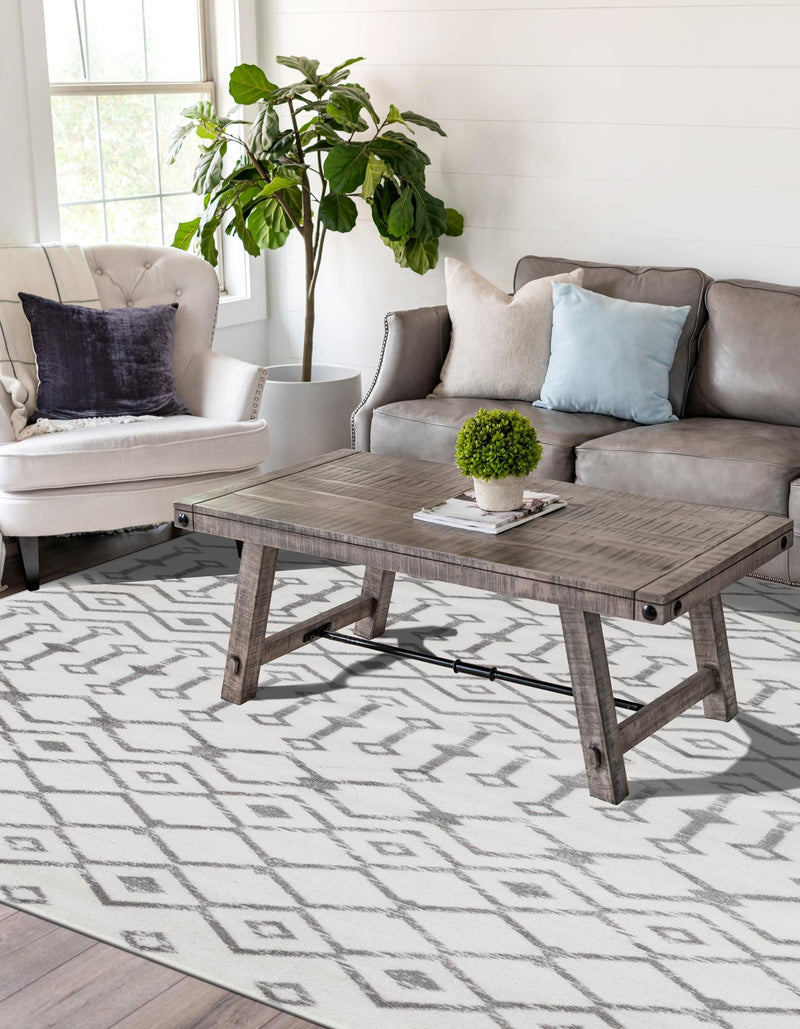 Marrakech Lattice Collection Area Rug - Medina (Ivory) Rectangle Ivory lifestyle 7