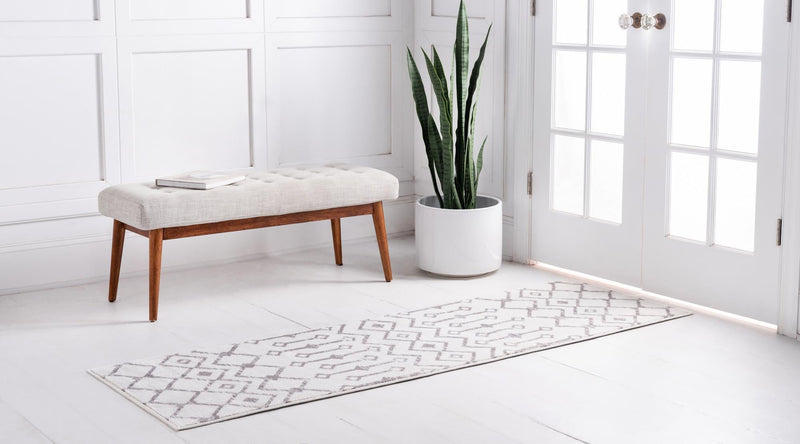 Marrakech Lattice Collection Area Rug - Medina (Ivory) Runner Ivory lifestyle 2