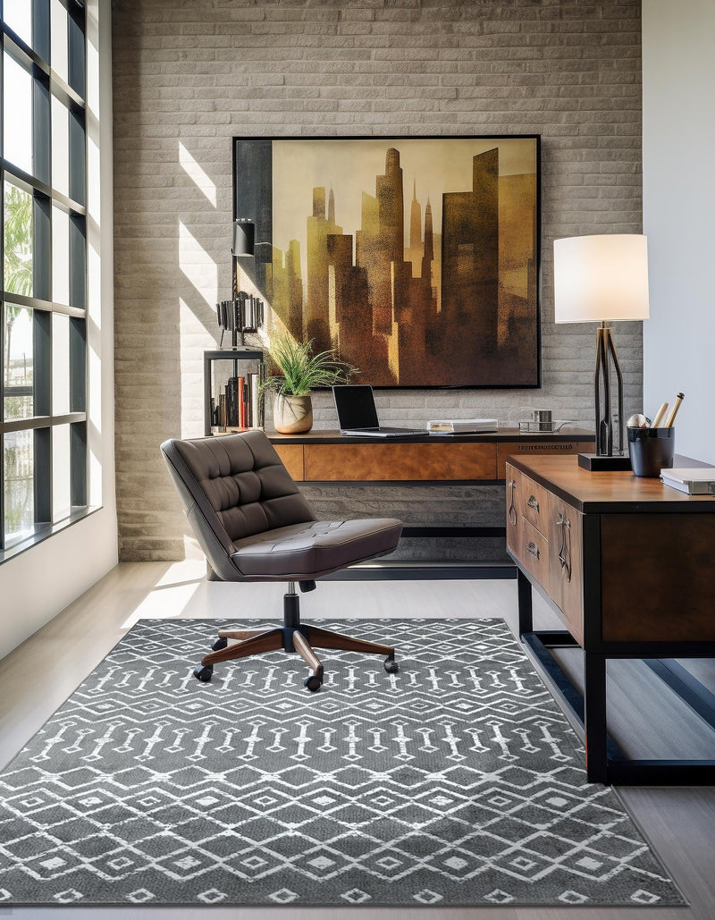 Marrakech Lattice Collection Area Rug - Medina (Gray) Rectangle Gray lifestyle 3