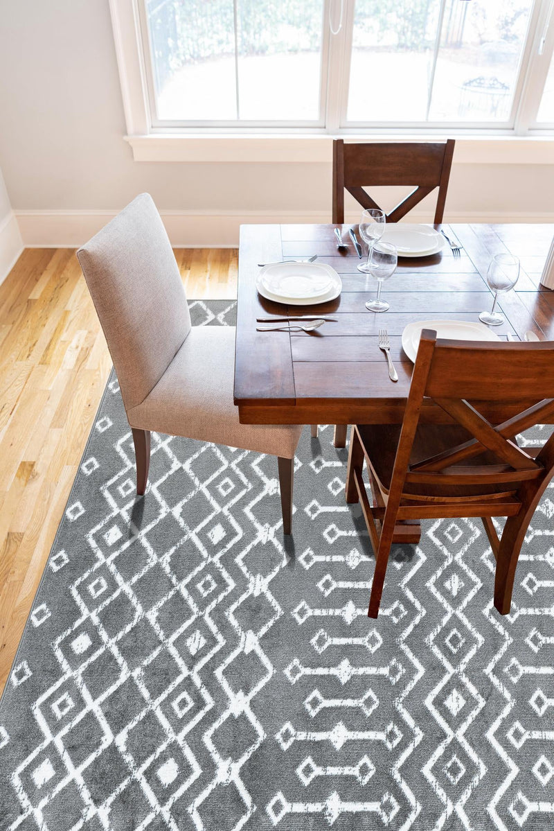 Marrakech Lattice Collection Area Rug - Medina (Gray) Rectangle Gray lifestyle 5
