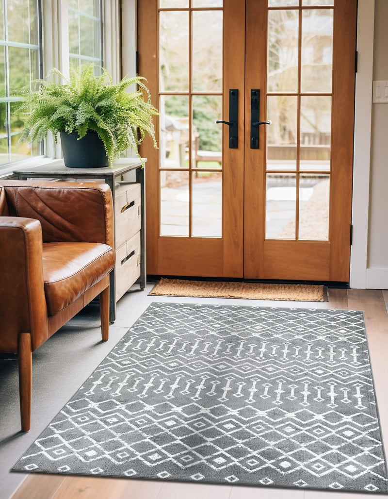Marrakech Lattice Collection Area Rug - Medina (Gray) Rectangle Gray lifestyle 7
