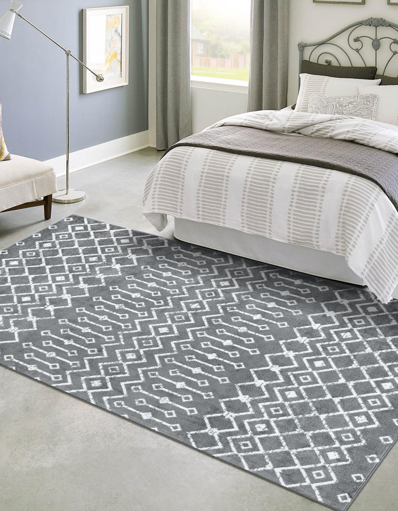 Marrakech Lattice Collection Area Rug - Medina (Gray) Rectangle Gray lifestyle 13