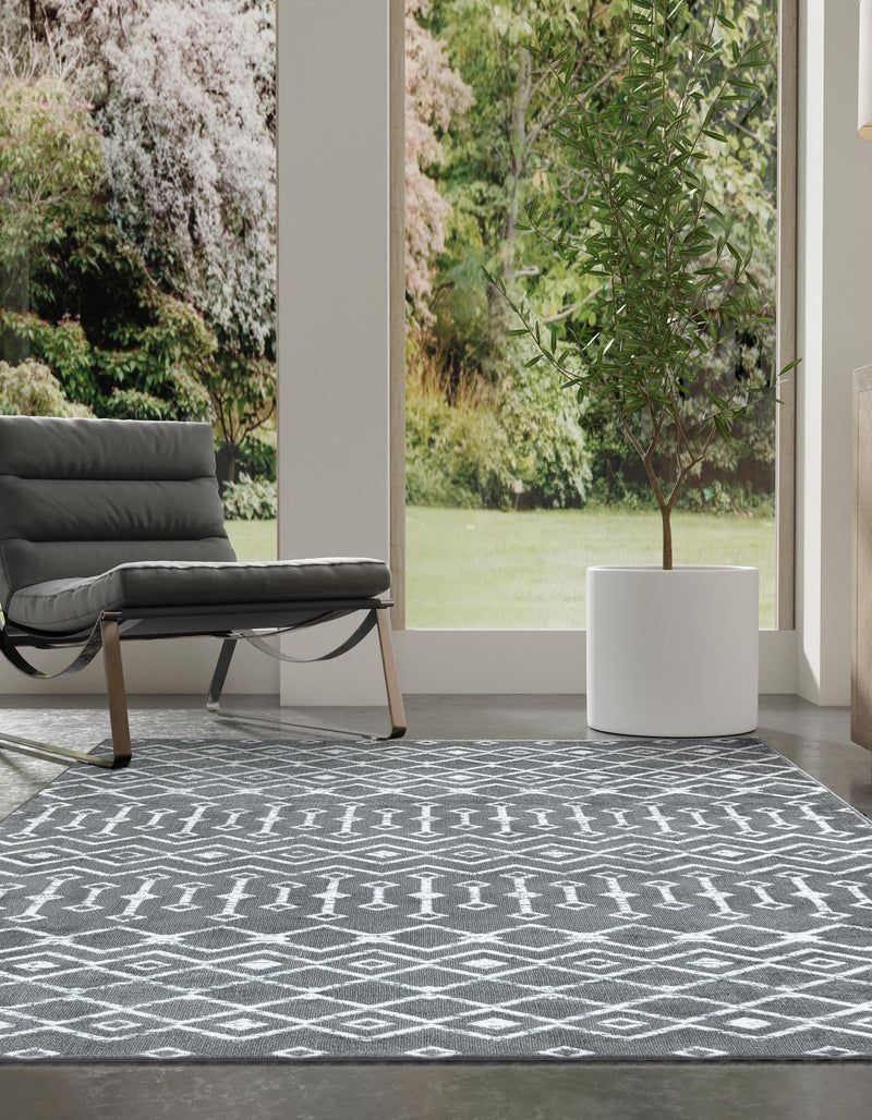 Marrakech Lattice Collection Area Rug - Medina (Gray) Rectangle Gray lifestyle 16