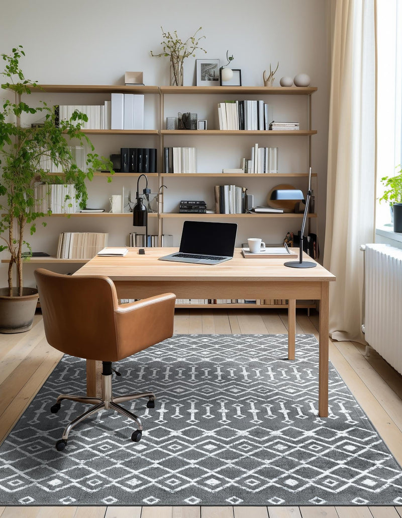 Marrakech Lattice Collection Area Rug - Medina (Gray) Rectangle Gray lifestyle 19