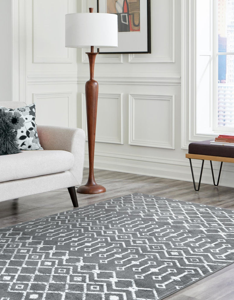 Marrakech Lattice Collection Area Rug - Medina (Gray) Rectangle Gray lifestyle 25