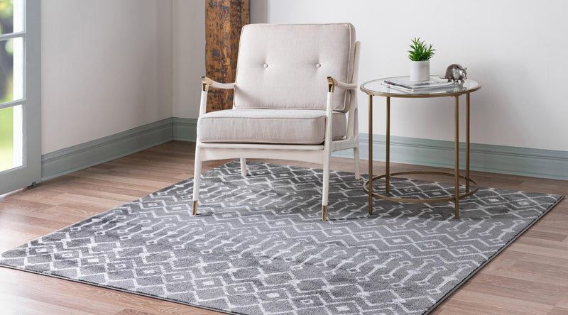Marrakech Lattice Collection Area Rug - Medina (Gray) Square Gray lifestyle 2