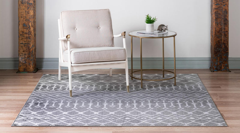 Marrakech Lattice Collection Area Rug - Medina (Gray) Square Gray lifestyle 3