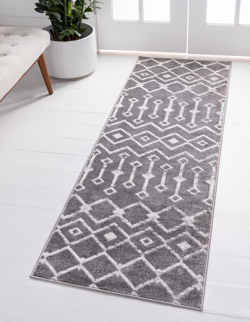 Marrakech Lattice Collection Area Rug - Medina (Gray) Runner Gray lifestyle 0