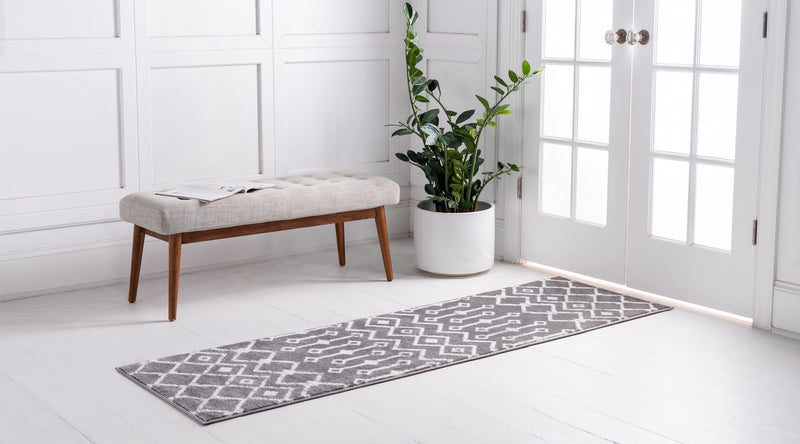 Marrakech Lattice Collection Area Rug - Medina (Gray) Runner Gray lifestyle 2