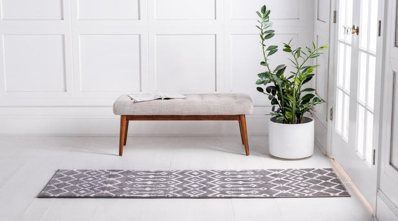 Marrakech Lattice Collection Area Rug - Medina (Gray) Runner Gray lifestyle 3
