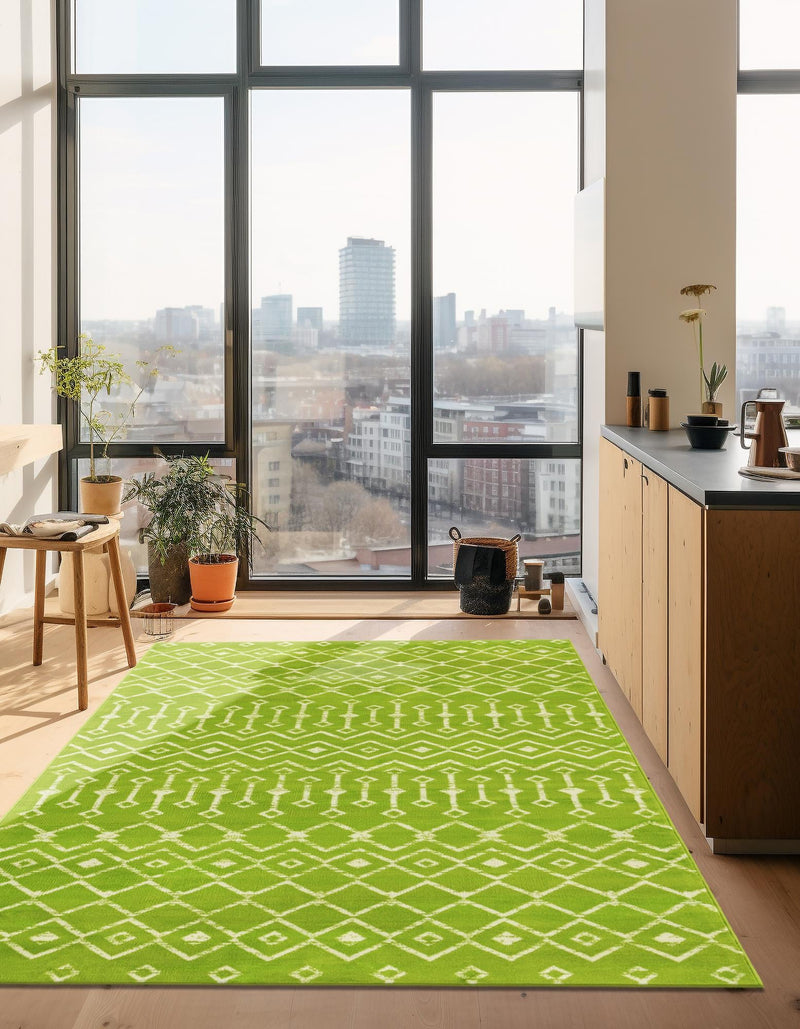 Marrakech Lattice Collection Area Rug - Medina (Green) Rectangle Green lifestyle 12