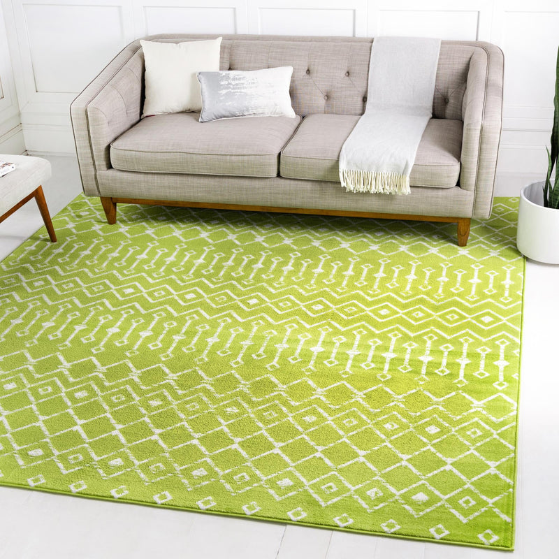 Marrakech Lattice Collection Area Rug - Medina (Green) Square Green lifestyle 0