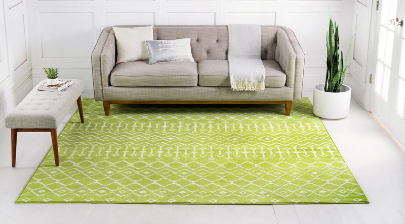 Marrakech Lattice Collection Area Rug - Medina (Green) Square Green lifestyle 3