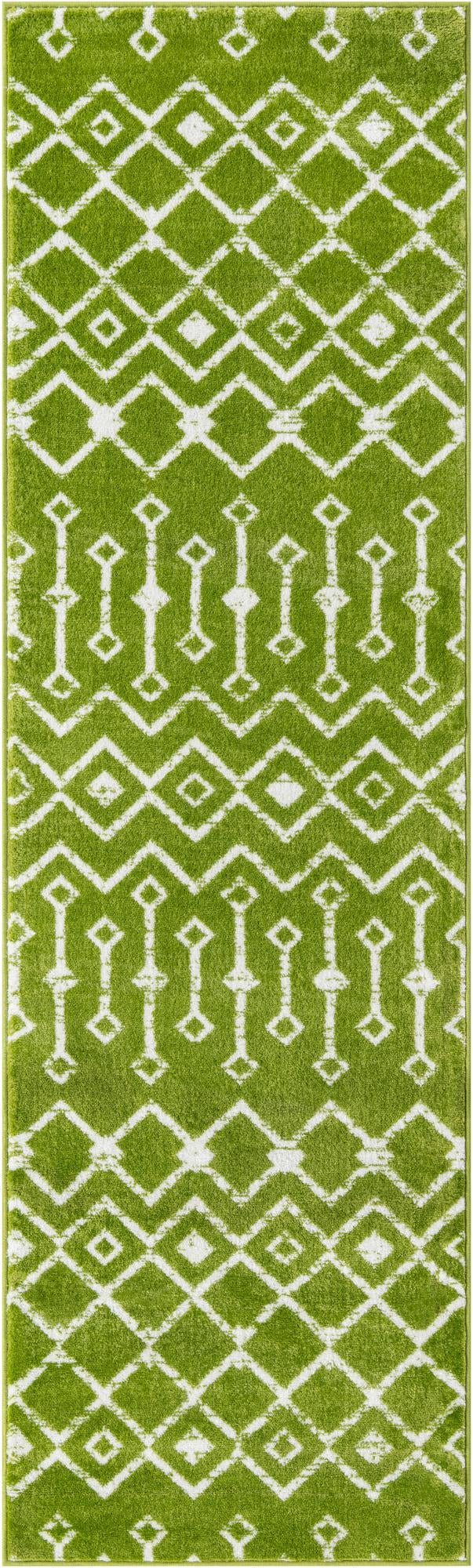 Marrakech Lattice Collection Area Rug - Medina (Green) Runner Green Main