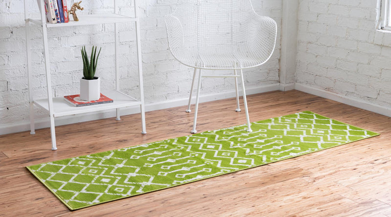 Marrakech Lattice Collection Area Rug - Medina (Green) Runner Green lifestyle 2