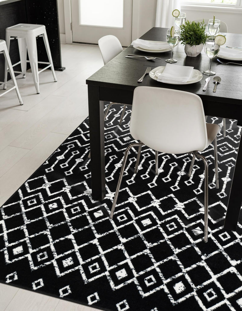 Marrakech Lattice Collection Area Rug - Medina (Black) Rectangle Black lifestyle 5