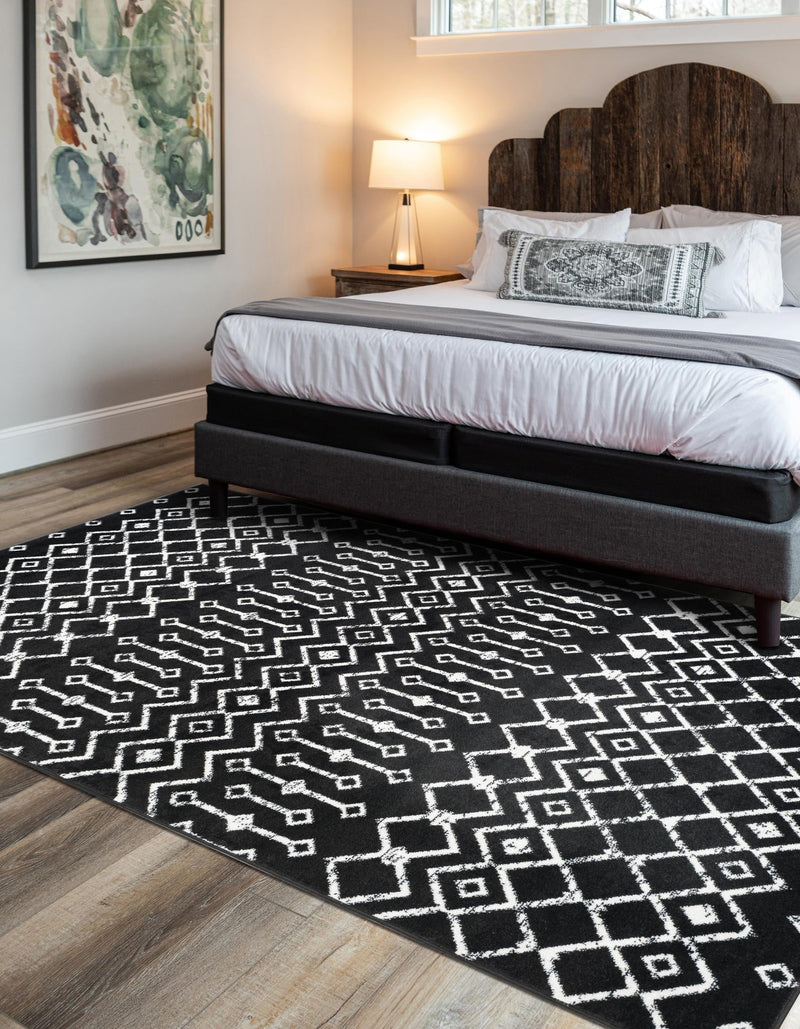 Marrakech Lattice Collection Area Rug - Medina (Black) Rectangle Black lifestyle 10