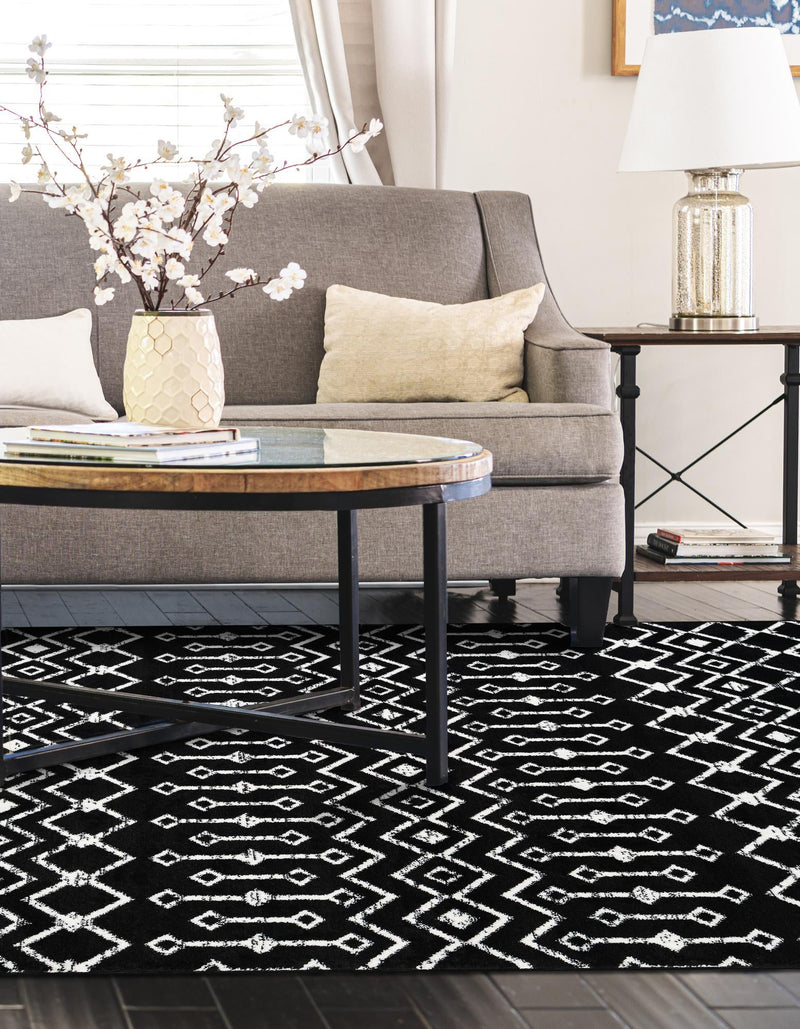 Marrakech Lattice Collection Area Rug - Medina (Black) Rectangle Black lifestyle 13