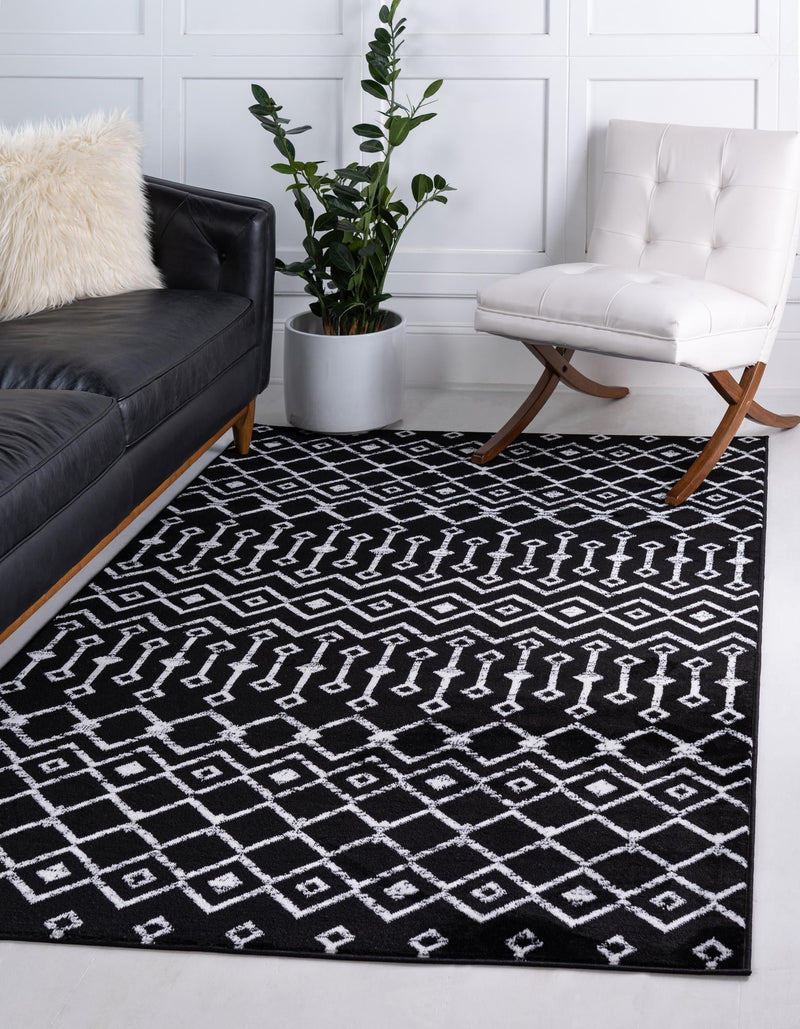 Marrakech Lattice Collection Area Rug - Medina (Black) Rectangle Black lifestyle 22