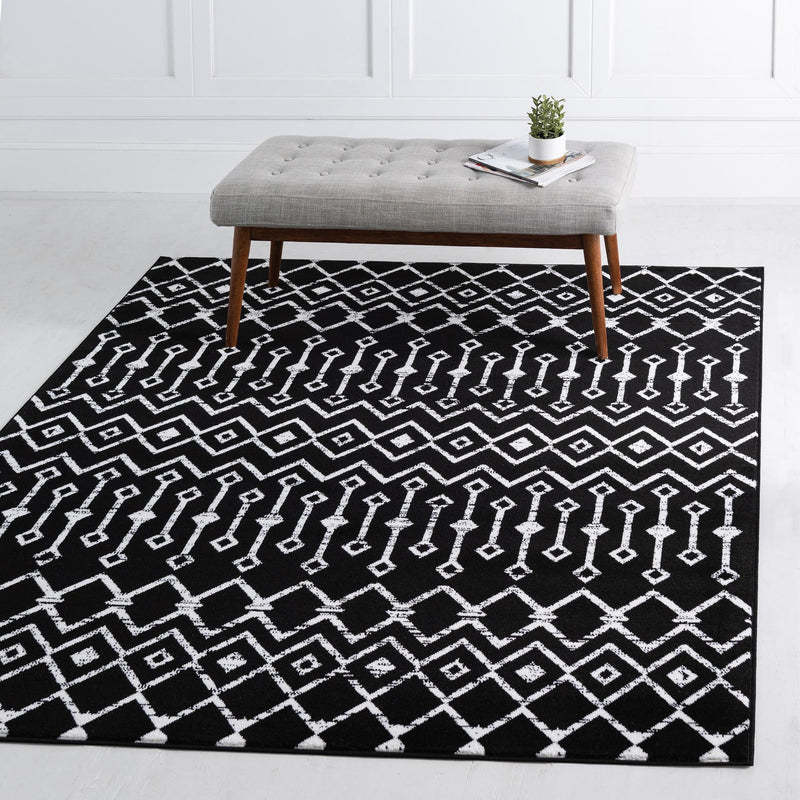 Marrakech Lattice Collection Area Rug - Medina (Black) Square Black lifestyle 0