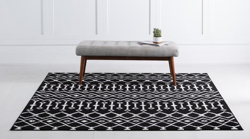 Marrakech Lattice Collection Area Rug - Medina (Black) Square Black lifestyle 3