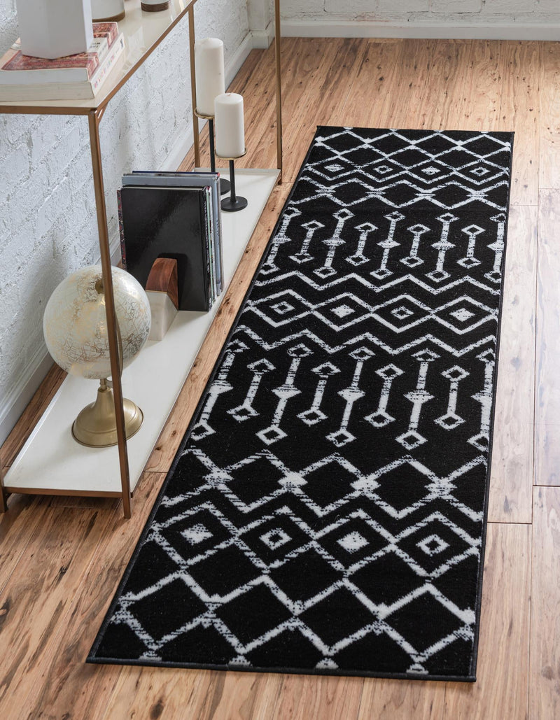 Marrakech Lattice Collection Area Rug - Medina (Black) Runner Black lifestyle 0