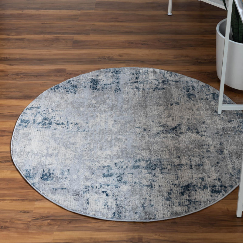 Aegean Elegance Collection Area Rug - Milos Round Gray Blue lifestyle 23