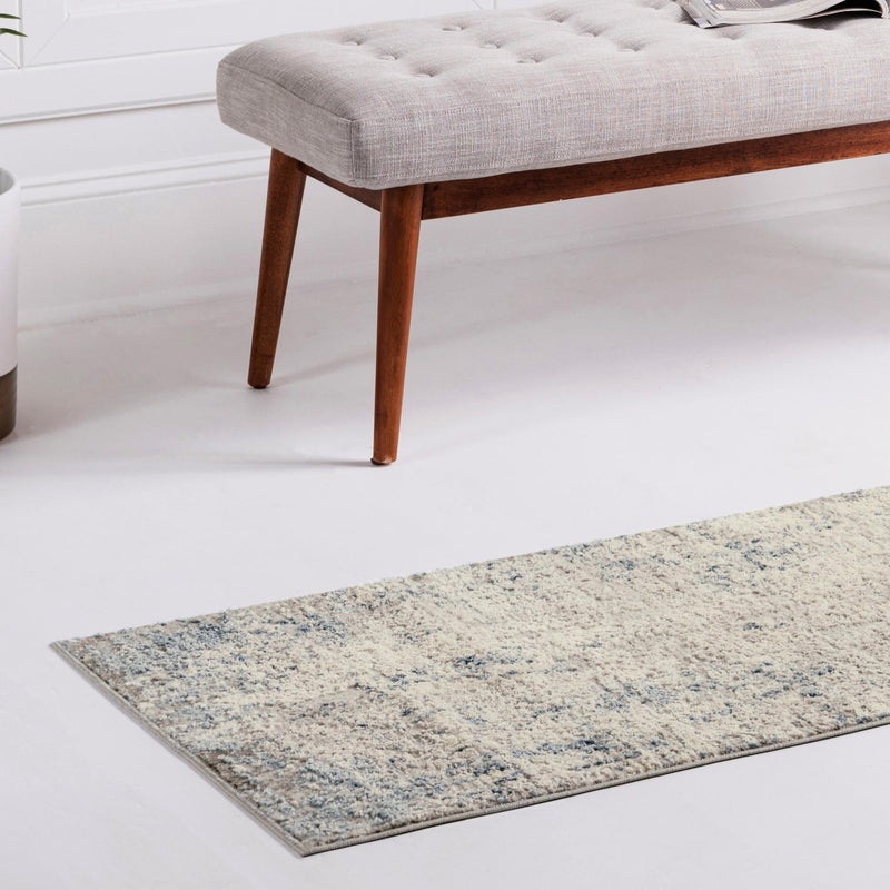 Aegean Elegance Collection Area Rug - Milos Runner Gray Blue lifestyle 48