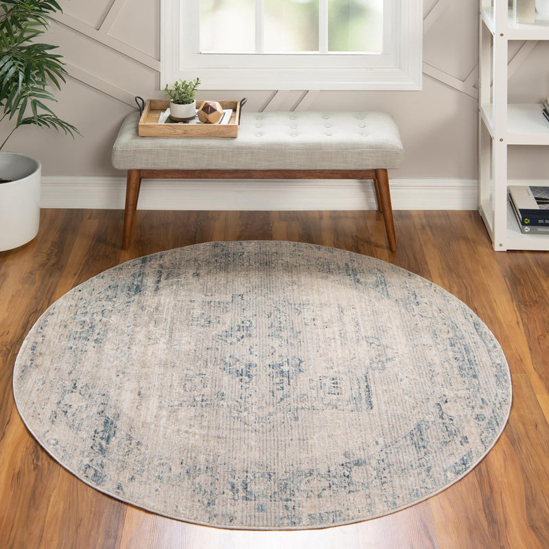 Regal Estates Collection Area Rug - Monarch Round Gray lifestyle 35