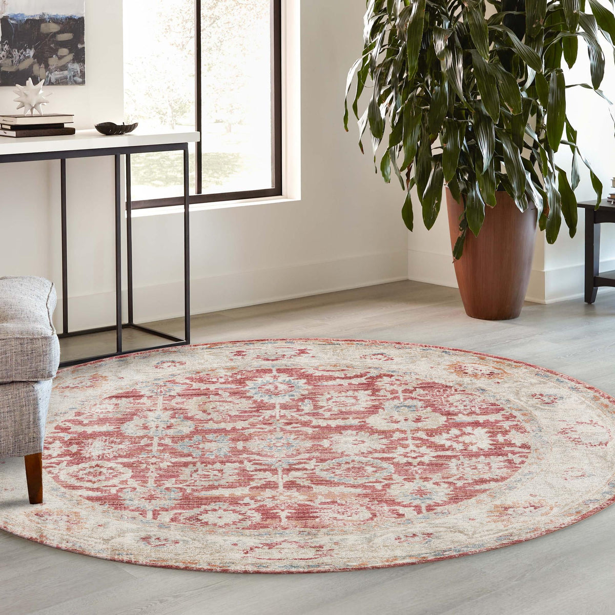 Regal Estates Collection Area Rug - Dynasty Round Red lifestyle 68