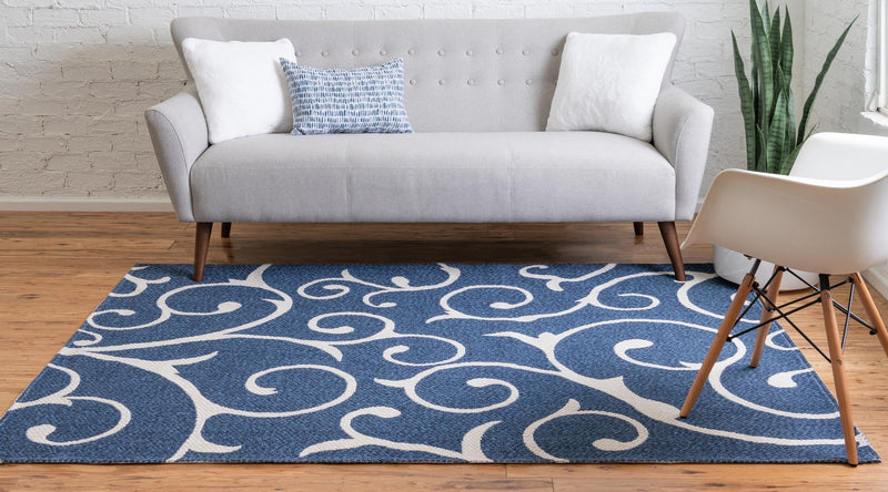 Savannah Elegance Collection Area Rug - Ossabaw Rectangle Navy Blue lifestyle 8