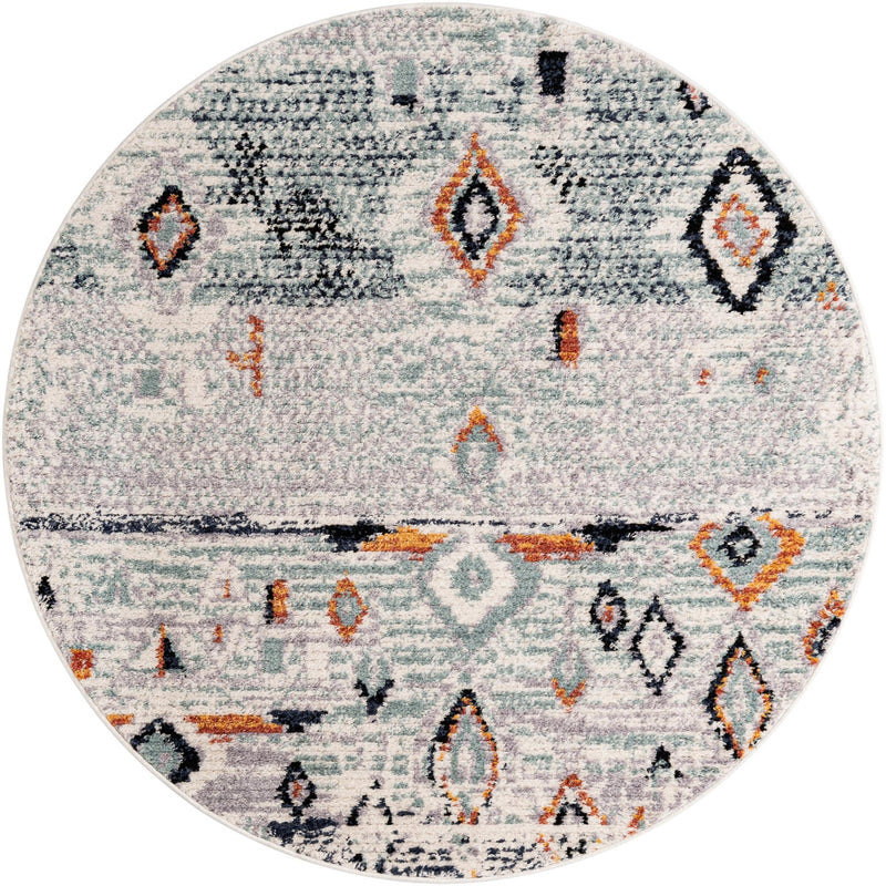 Tangier Treasures Collection Area Rug - Casablanca Round Light Blue lifestyle 21