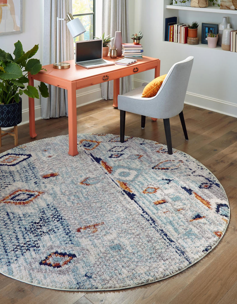 Tangier Treasures Collection Area Rug - Casablanca Round Light Blue lifestyle 23