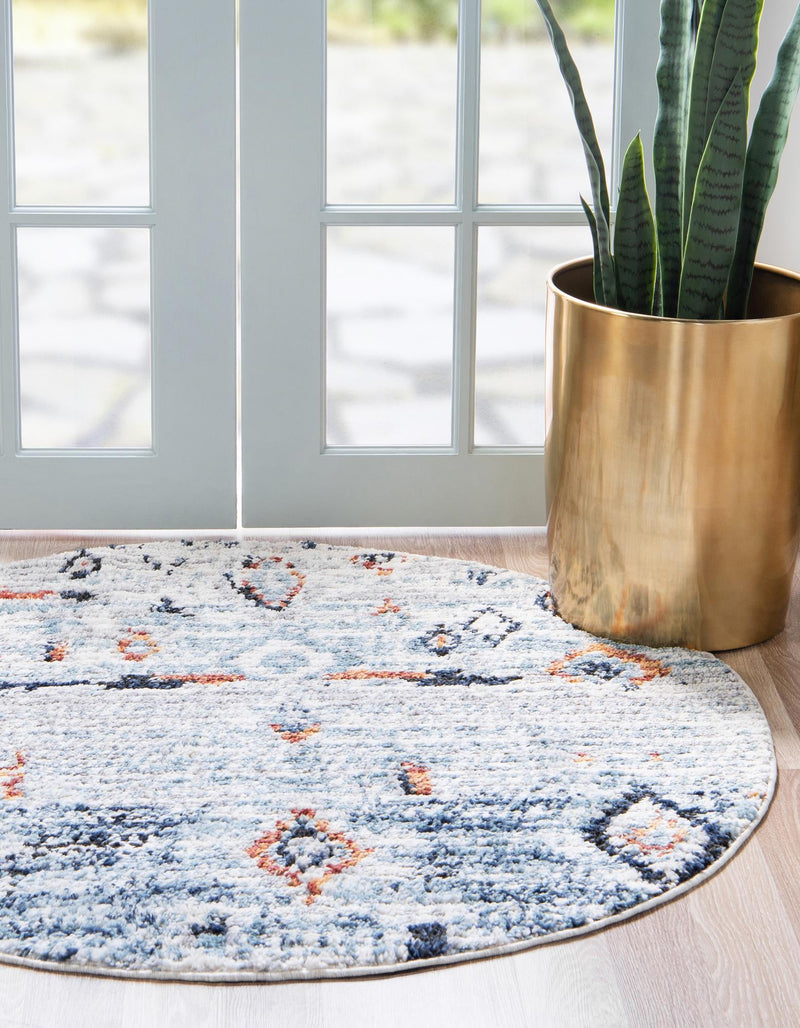 Tangier Treasures Collection Area Rug - Casablanca Round Light Blue lifestyle 27