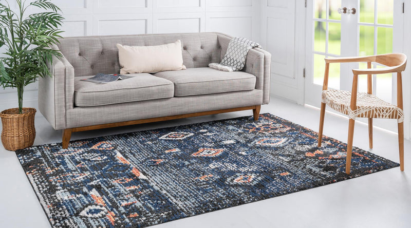 Tangier Treasures Collection Area Rug - Casablanca Rectangle Navy Blue lifestyle 5