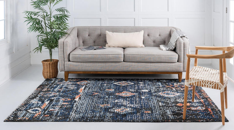 Tangier Treasures Collection Area Rug - Casablanca Rectangle Navy Blue lifestyle 7