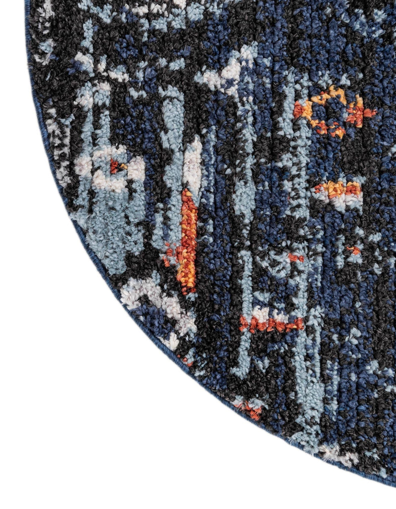 Tangier Treasures Collection Area Rug - Casablanca Round Navy Blue lifestyle 42