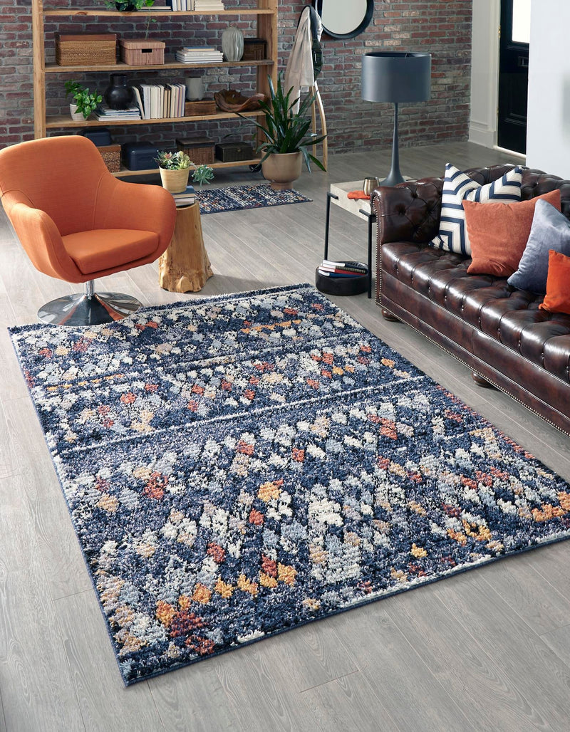 Tangier Treasures Collection Area Rug - Marrakech Rectangle Navy Blue lifestyle 6