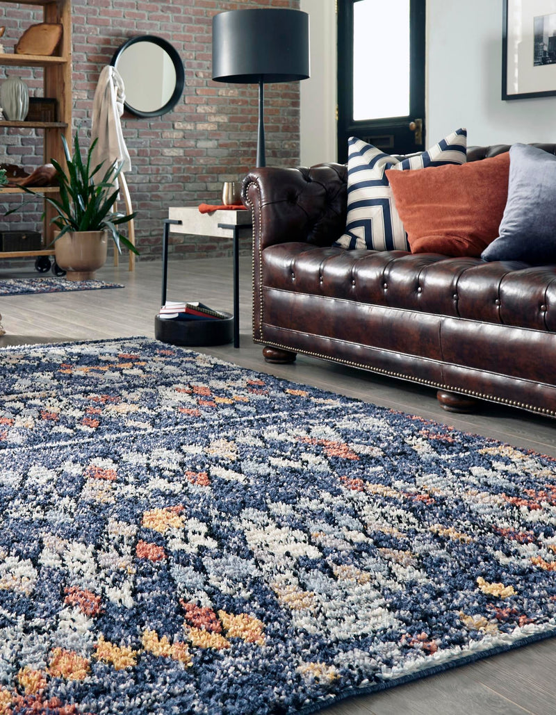 Tangier Treasures Collection Area Rug - Marrakech Rectangle Navy Blue lifestyle 9