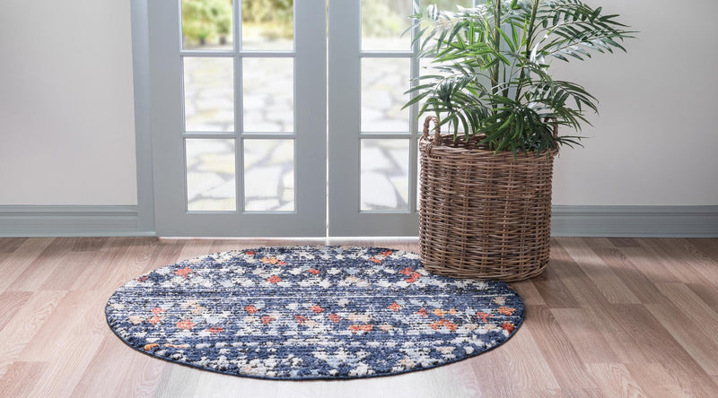 Tangier Treasures Collection Area Rug - Marrakech Round Navy Blue lifestyle 64