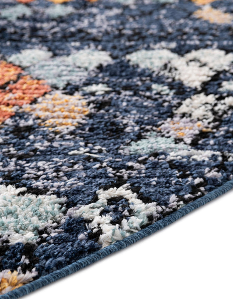 Tangier Treasures Collection Area Rug - Marrakech Round Navy Blue lifestyle 76