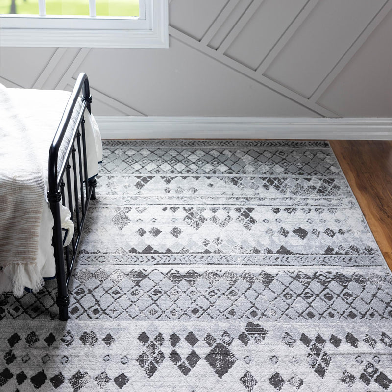 Dresden Elegance Collection Area Rug - Zittau Rectangle Gray lifestyle 7