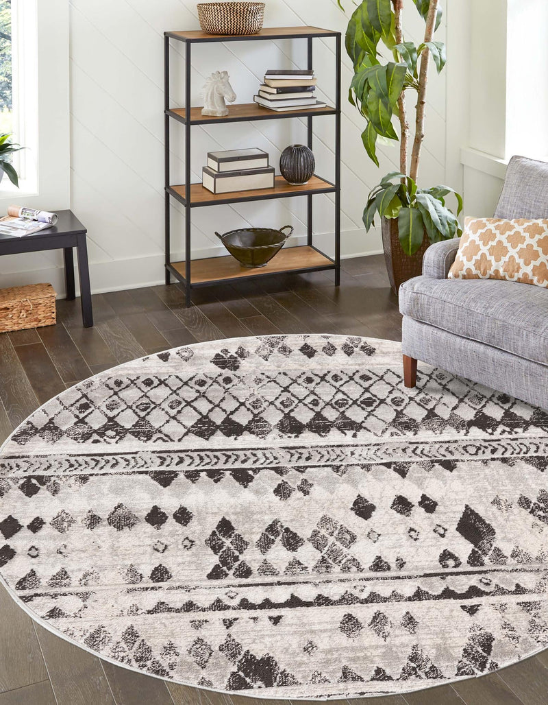 Dresden Elegance Collection Area Rug - Zittau Round Gray lifestyle 41