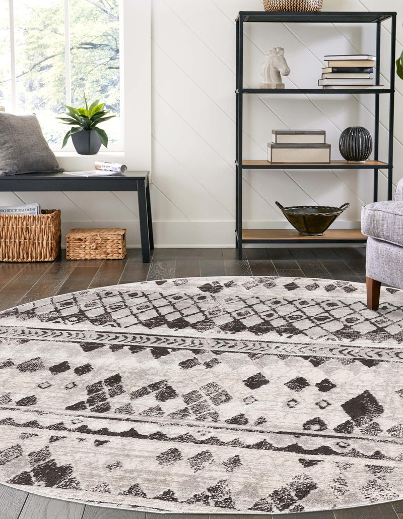 Dresden Elegance Collection Area Rug - Zittau Round Gray lifestyle 49