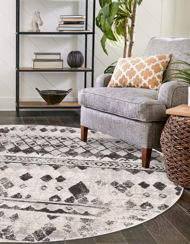Dresden Elegance Collection Area Rug - Zittau Round Gray lifestyle 57