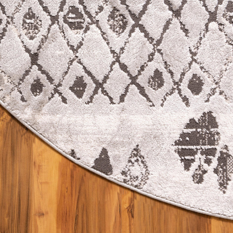Dresden Elegance Collection Area Rug - Zittau Round Gray lifestyle 74